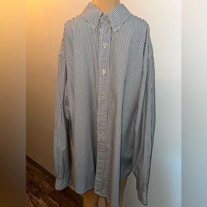 Ralph Lauren Long Sleeve Button Down Gray/White Mens Shirt,‎ Size 17.5"